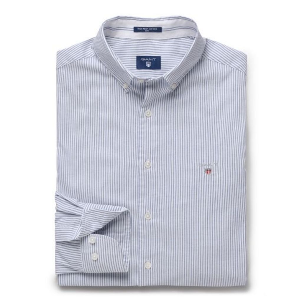 Tech Prepâ„¢ Slim Fit Oxford Stripe Shirt - College Blue