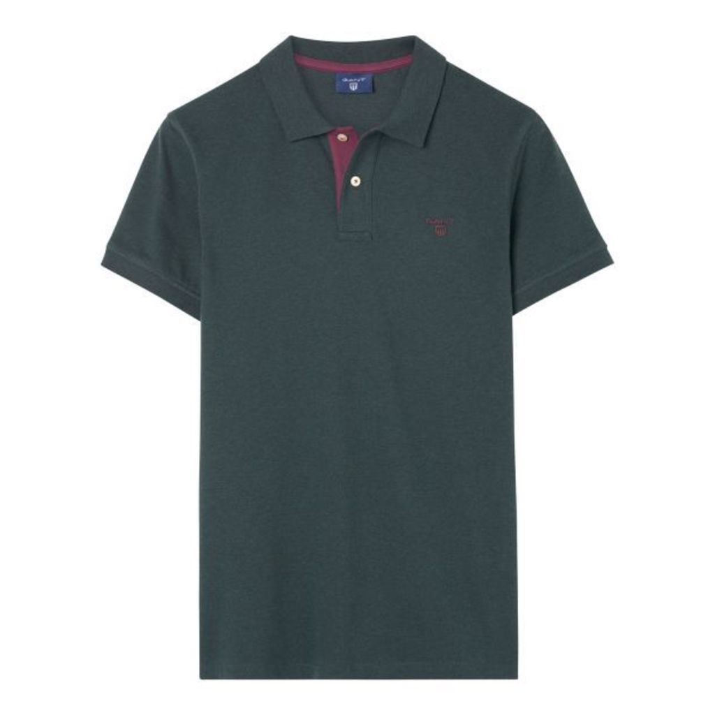 Short-sleeved PiquÃ© Polo Shirt - Tartan Green Mel