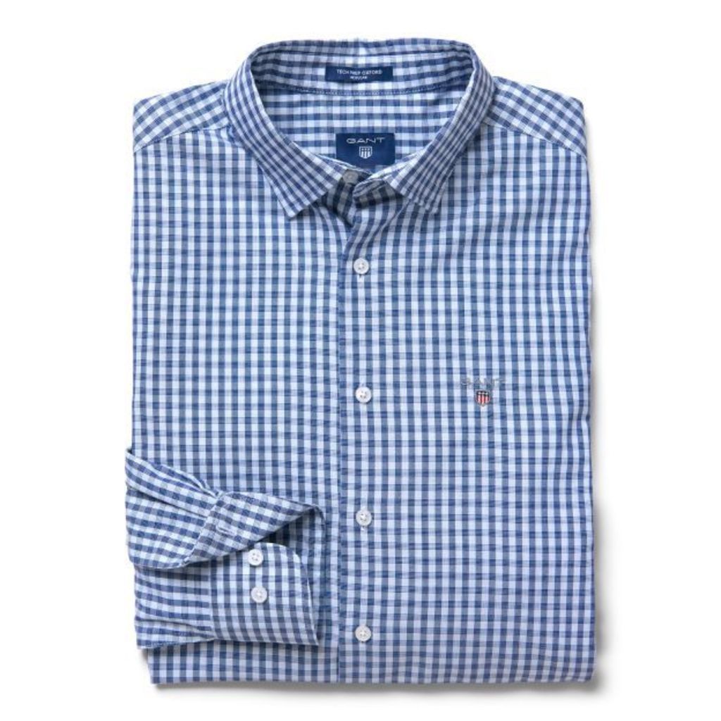Tech Prepâ„¢ Regular Gingham Oxford Shirt - College Blue