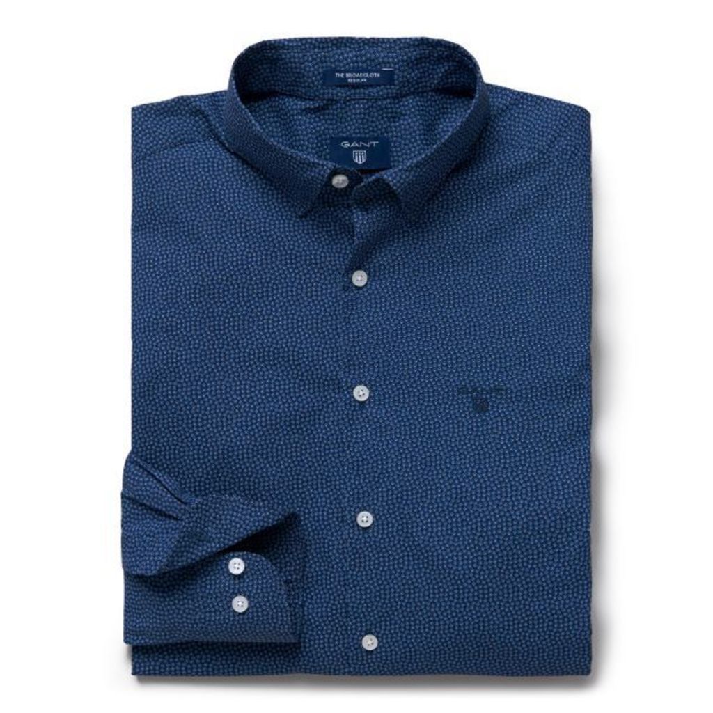 Regular Fit Mini Flower Print Shirt - Classic Blue