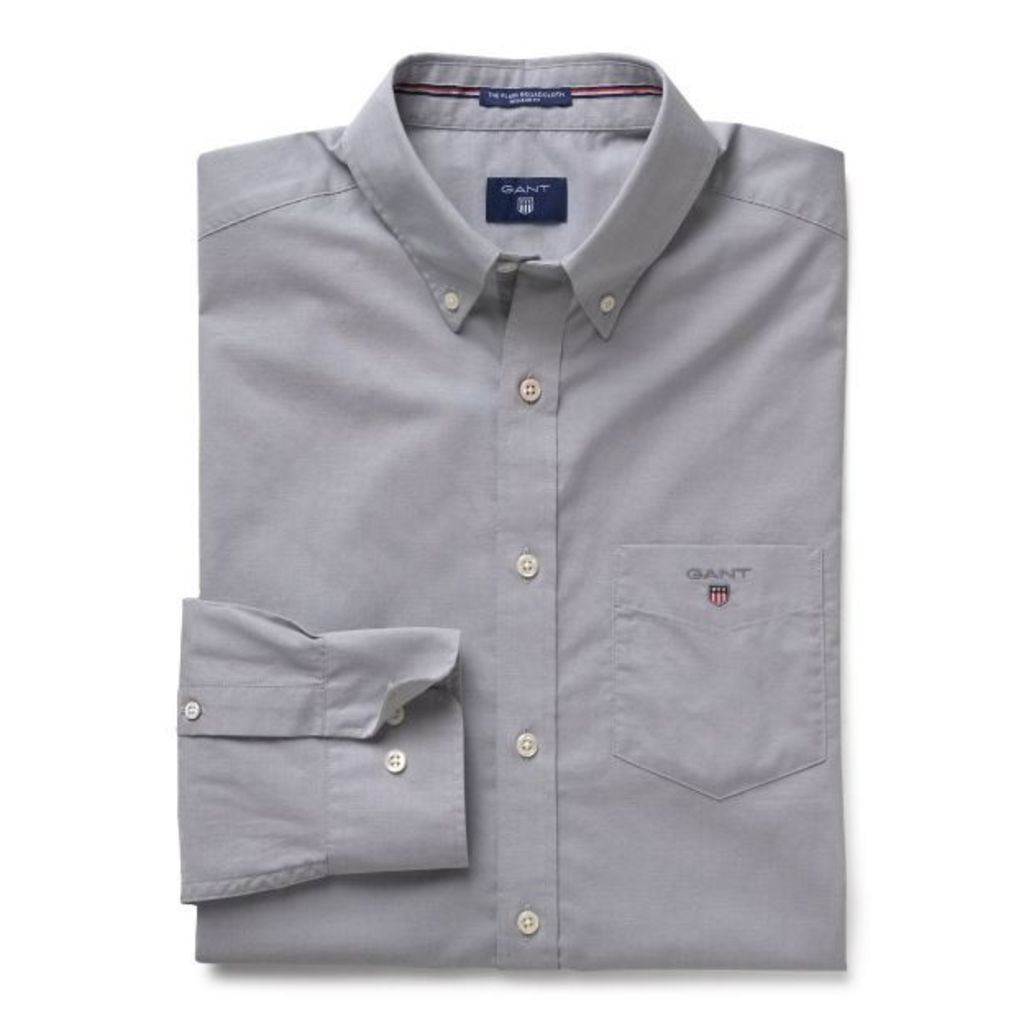 Regular Fit Broadcloth Shirt - Stone Grey