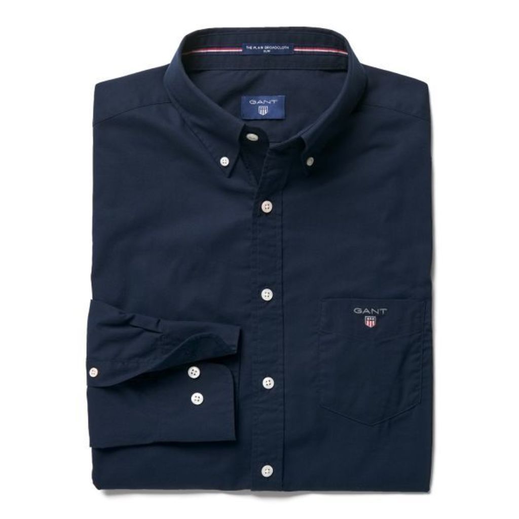 Slim Fit Broadcloth Shirt - Navy