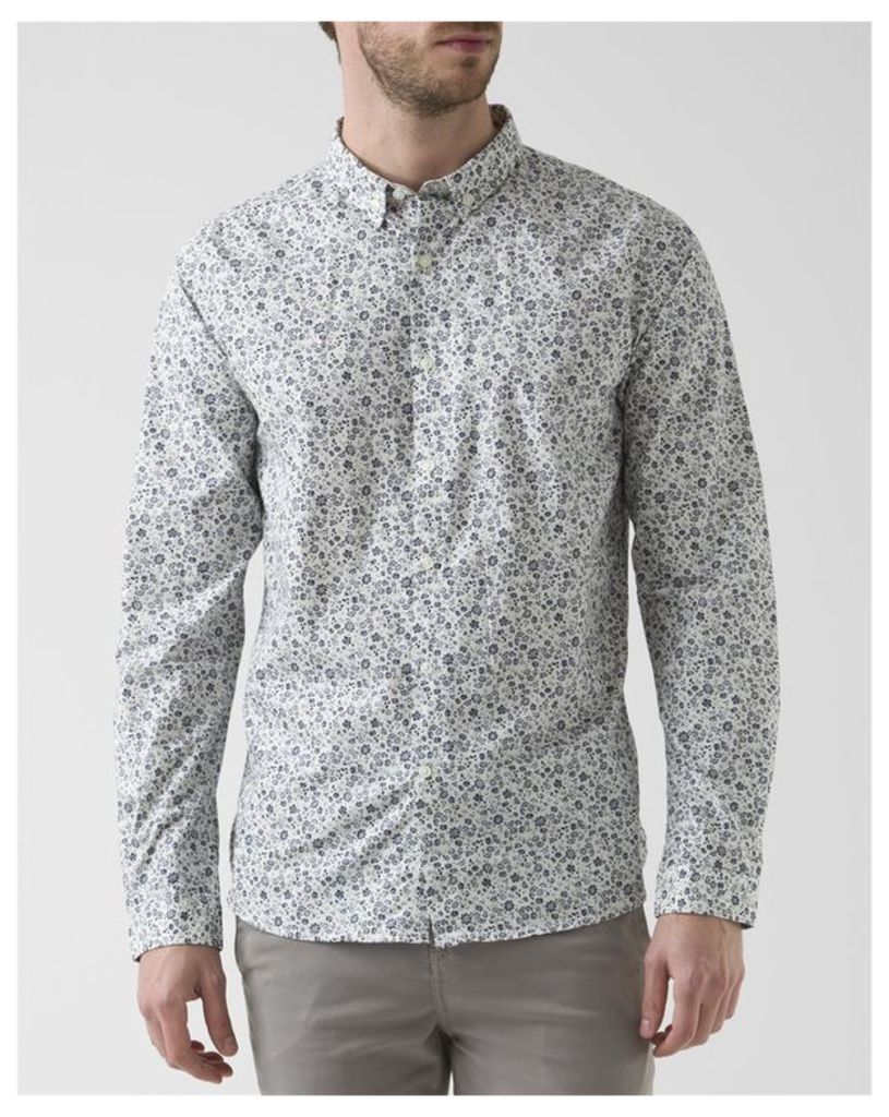 Gray Flower Poplin Shirt