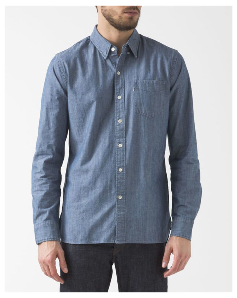 Button-Down Collar Chambray Shirt With Pocket