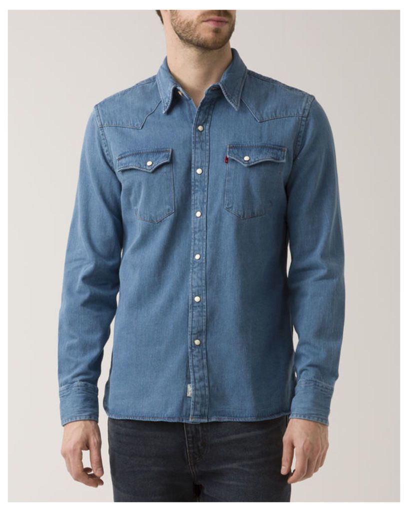 Western Faded Indigo Denim Selvedge Shirt