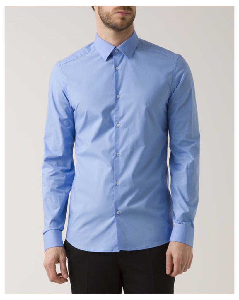 Blue Slim-Fit Poplin Shirt