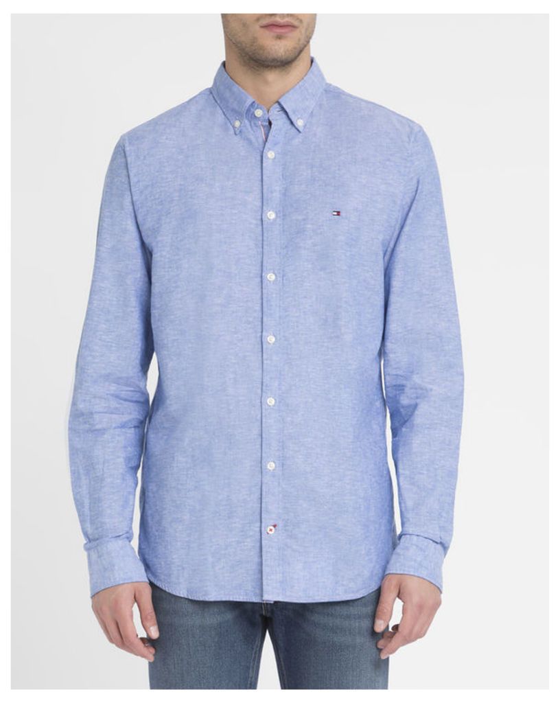 Blue Chambray Linen Cotton Shirt