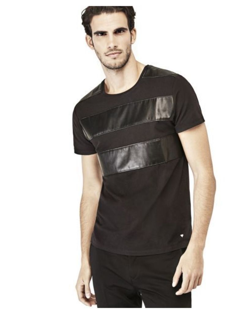 Guess T-Shirt With Coated-Look Inserts