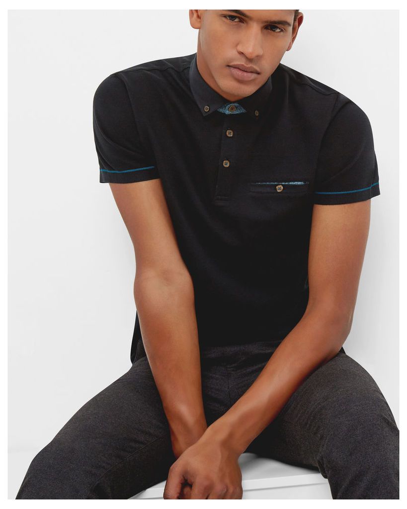 Ted Baker Ribbed cotton polo shirt Black