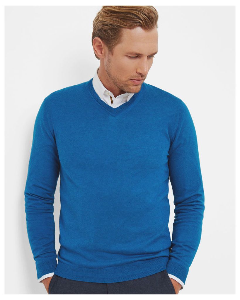 Ted Baker V-neck cashmere-blend jumper Mid Blue