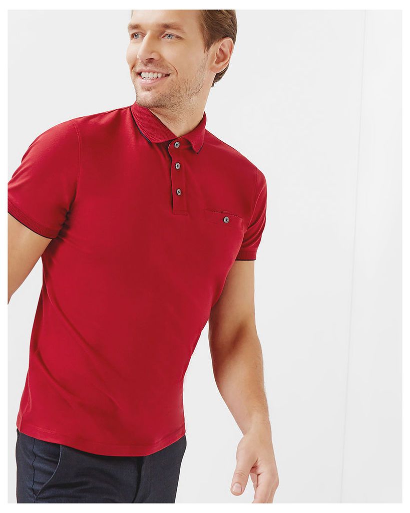 Ted Baker Flat knit collar polo Red