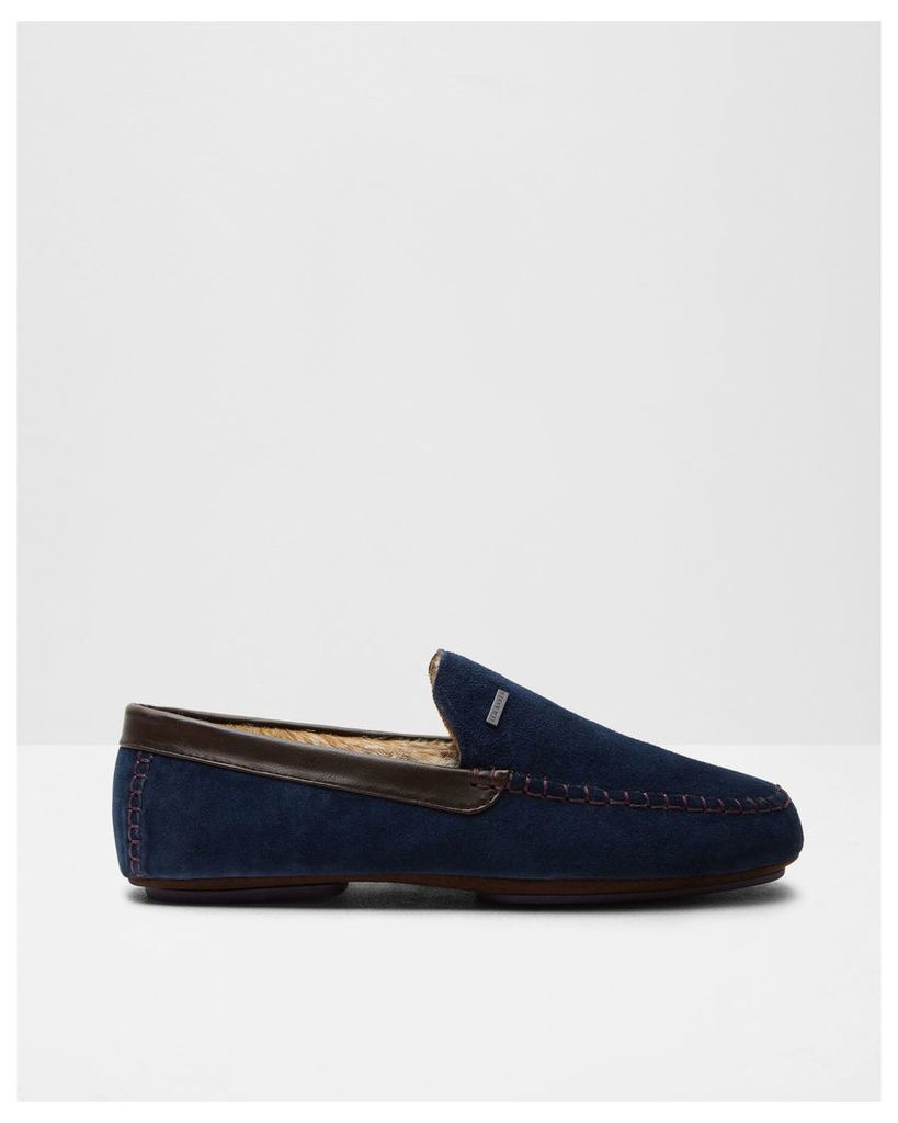 Ted Baker Contrast stitching moccasin slippers Blue