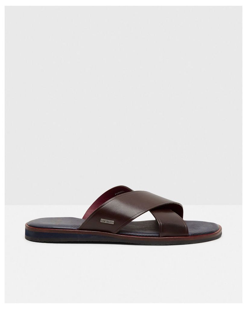 Ted Baker Cross strap leather sandals Brown