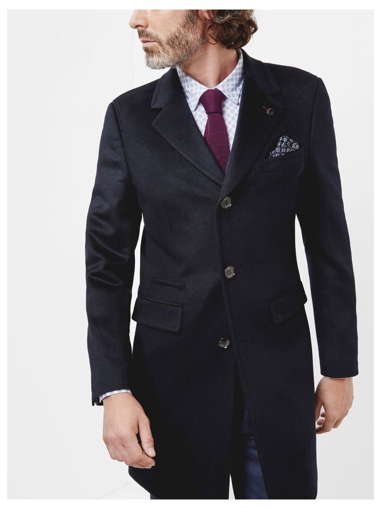 Ted Baker Three button overcoat Navy