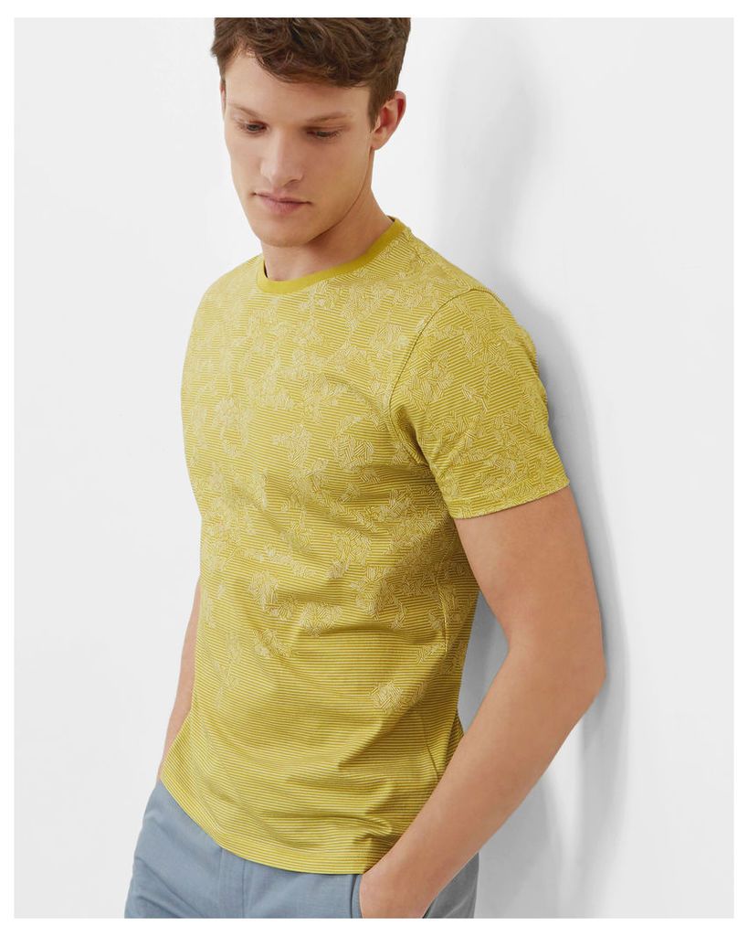 Ted Baker Geo and striped print cotton T-shirt Lime