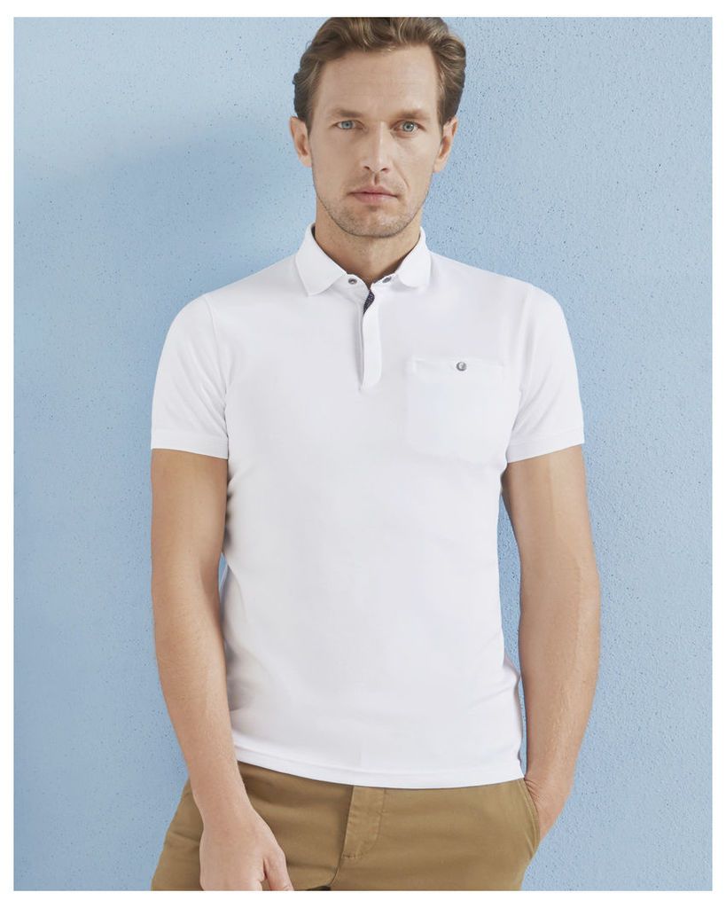 Ted Baker Flat knit collar cotton polo shirt White