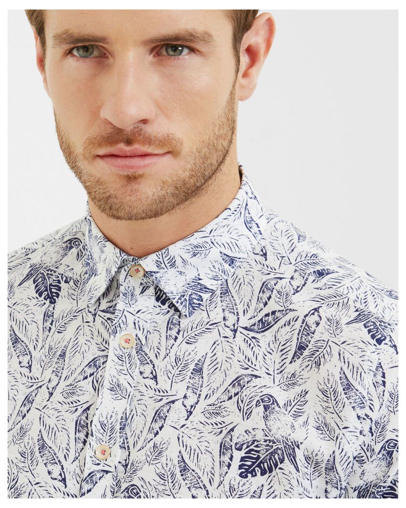 Ted Baker Leaf and bird print cotton shirt White