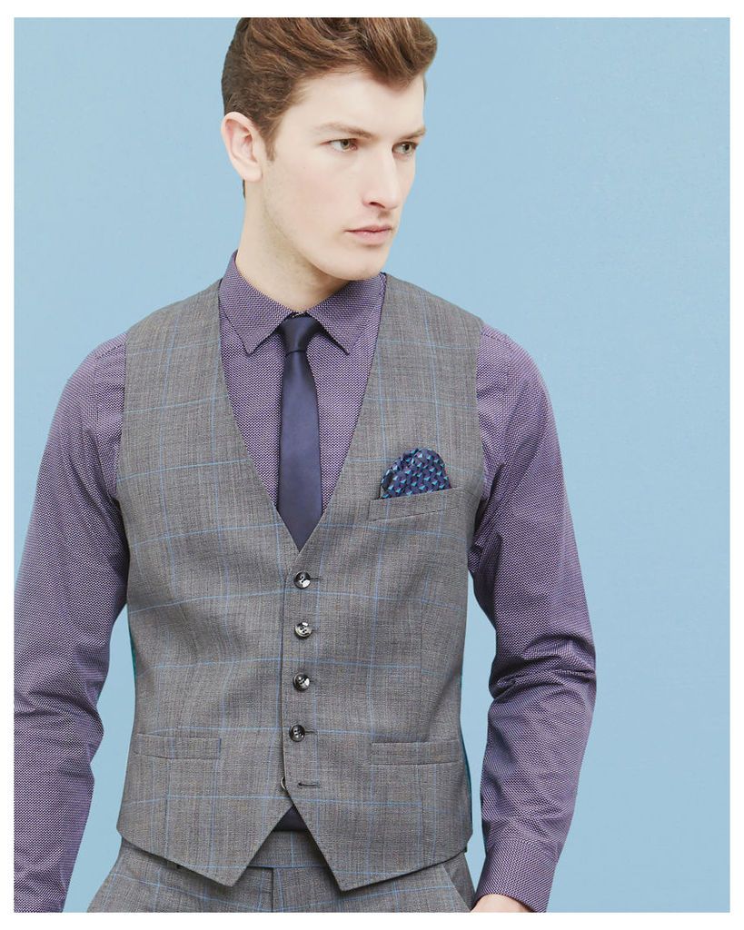 Ted Baker Prince of Wales checked wool waistcoat Grey