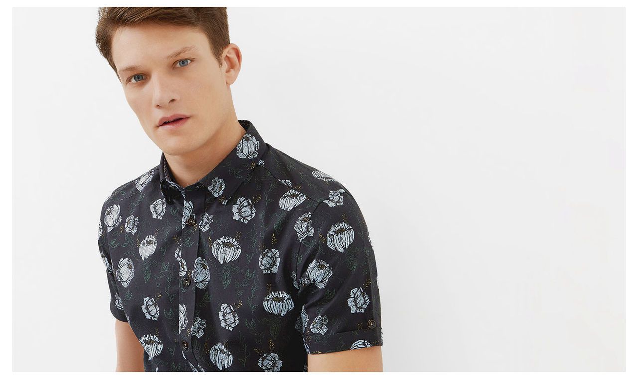 Ted Baker Floral cotton shirt Navy
