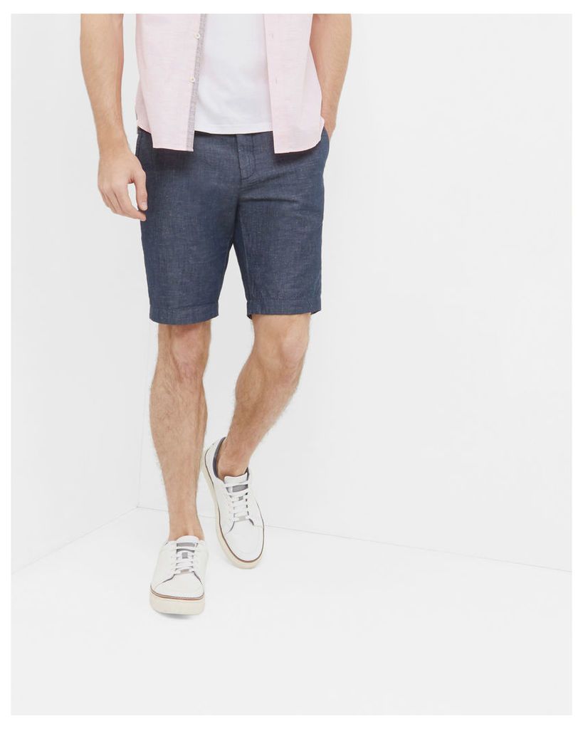 Ted Baker Cotton and linen-blend shorts Navy