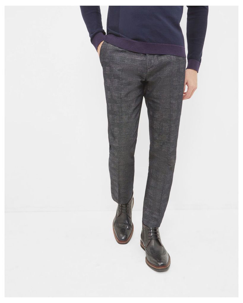 Ted Baker Checked linen and cotton-blend trousers Charcoal