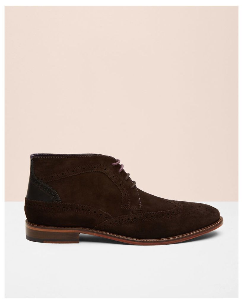 Ted Baker Brogue detail suede ankle boots Dark Brown