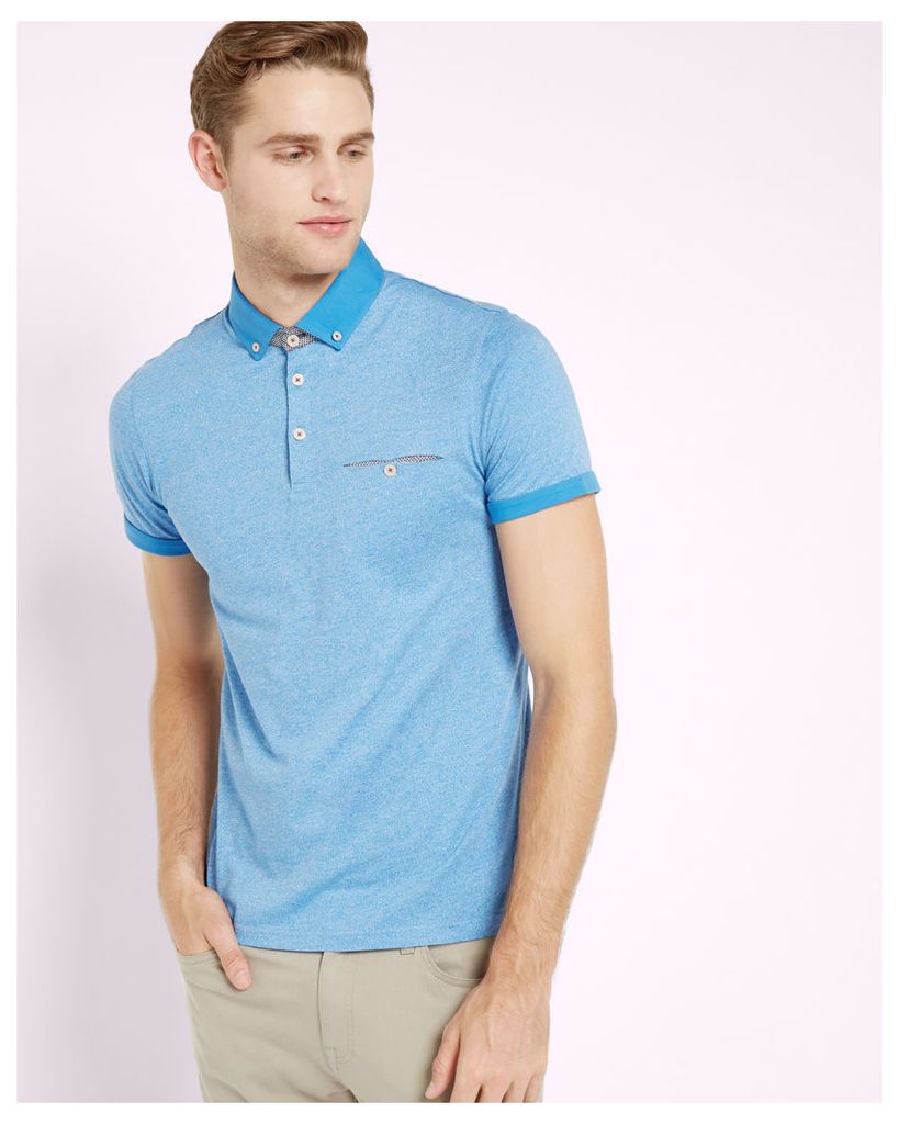 Ted Baker Rolled cuff cotton polo shirt Light Blue