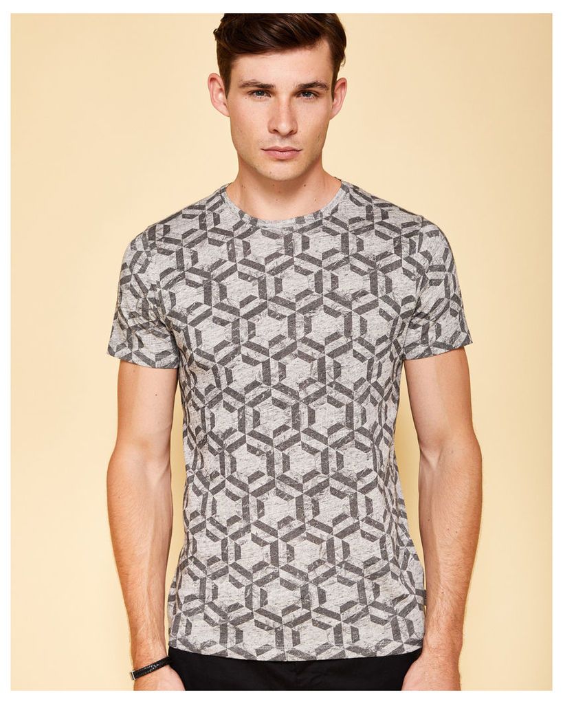 Ted Baker Geo print cotton T-shirt Grey