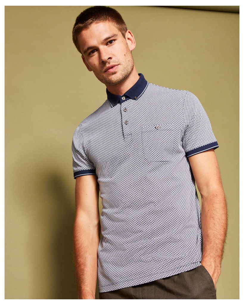 Ted Baker Geo print cotton polo shirt Navy