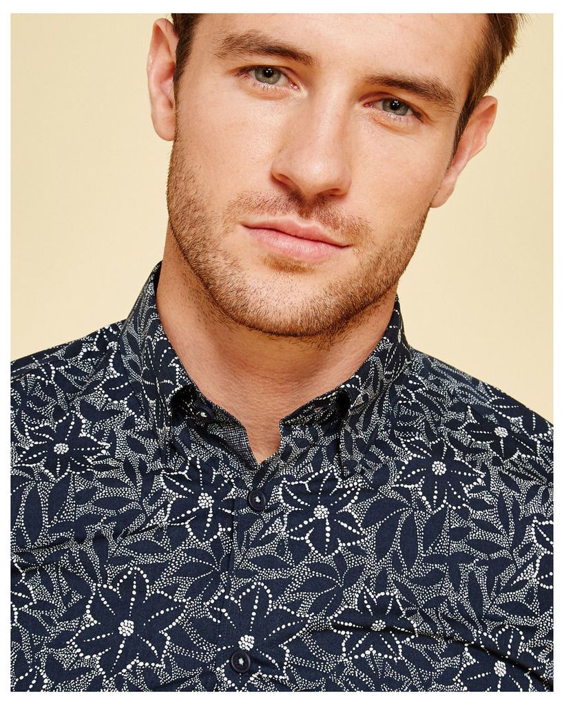 Ted Baker Floral print cotton shirt Navy