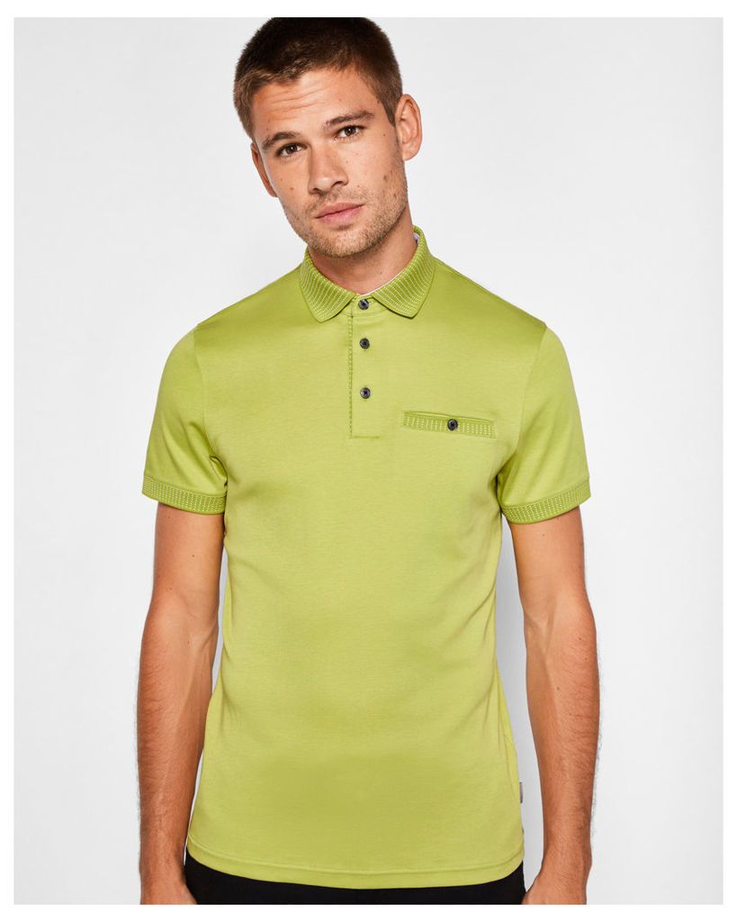 Ted Baker Flat knit collar cotton polo shirt Lime