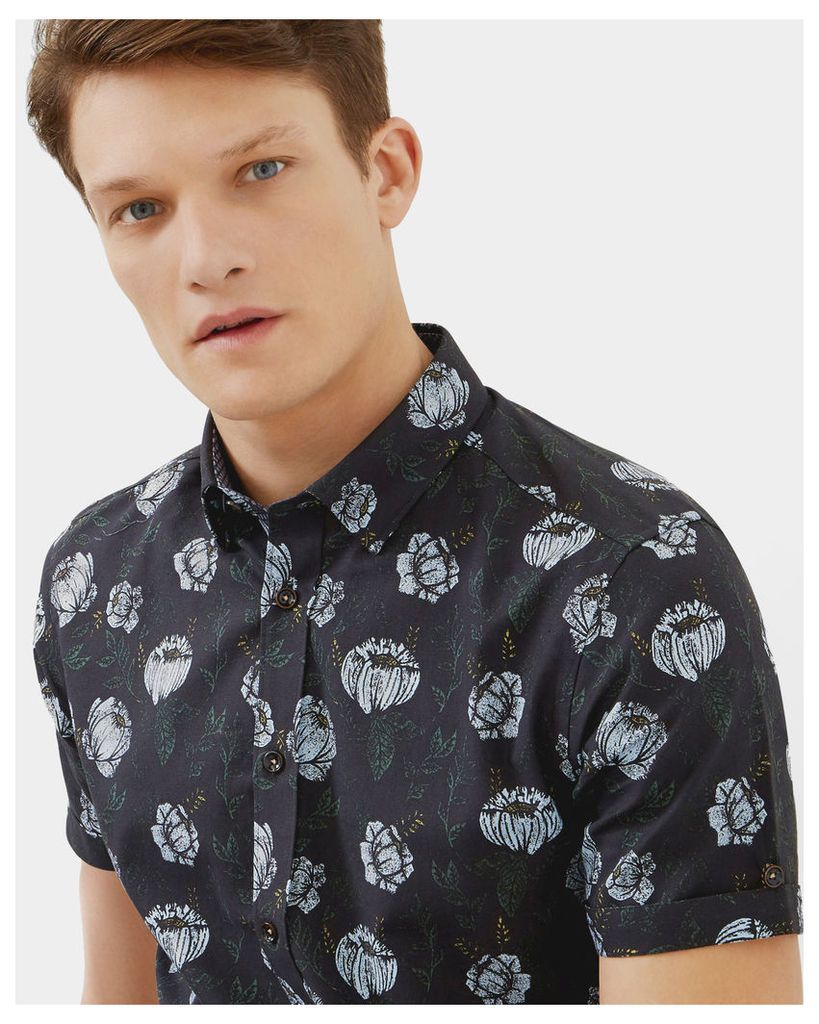 Ted Baker Floral cotton shirt Navy
