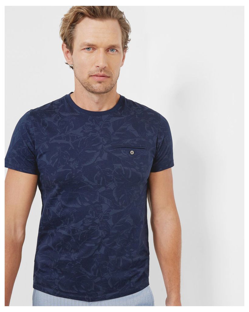 Ted Baker Floral cotton T-shirt Navy