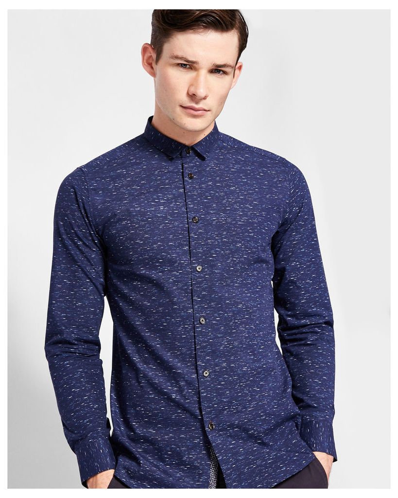 Ted Baker Nepped print cotton shirt Navy
