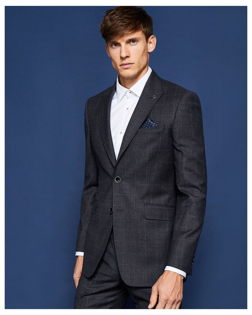 Ted Baker Debonair fashion fit check suit jacket Grey
