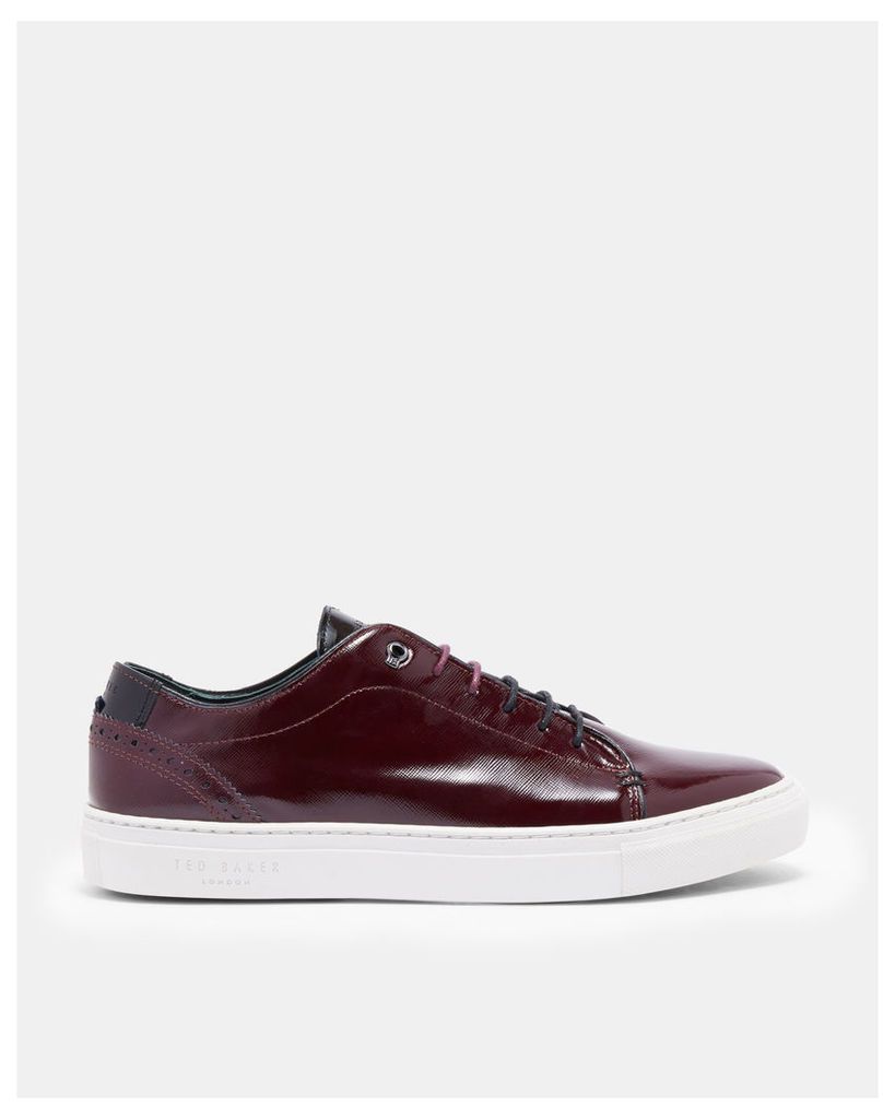 Ted Baker Brogue detail leather trainers Red Patent