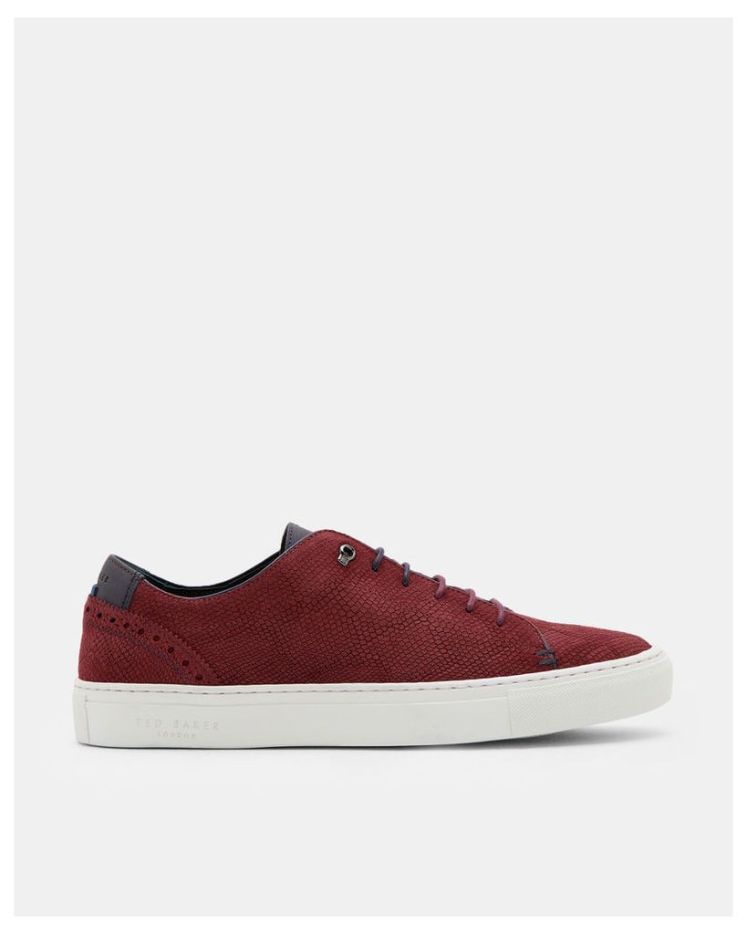Ted Baker Brogue detail leather trainers Dark Red