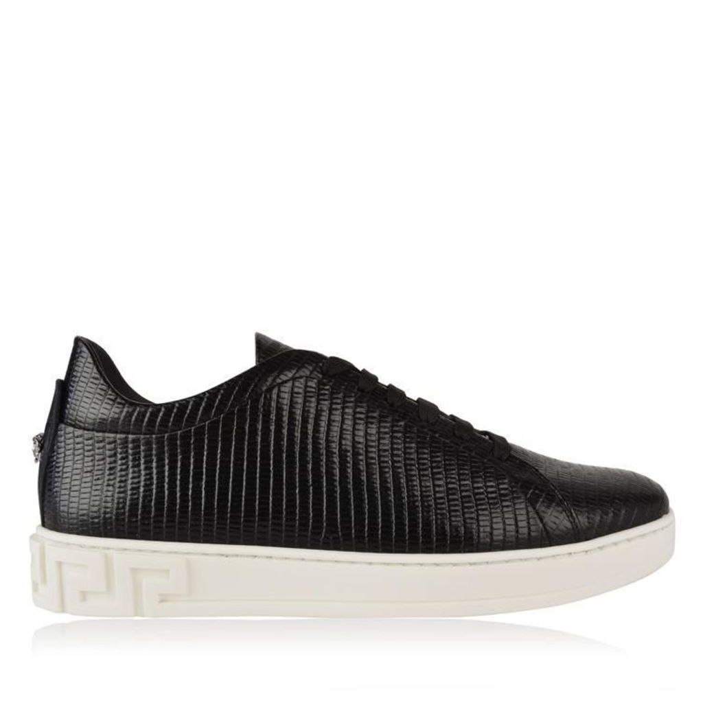 VERSACE Croc Effect Leather Trainers