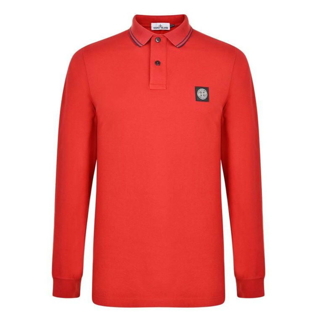 Patch Logo Long Sleeved Polo Shirt
