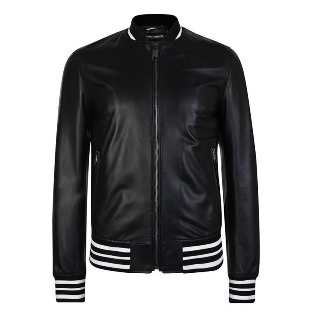 Dolce and Gabbana Leather Bomber Jacket
