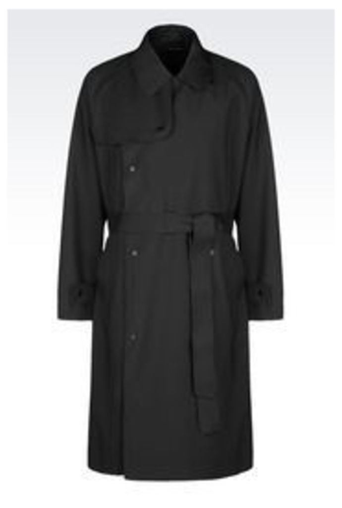 OFFICIAL STORE EMPORIO ARMANI TRENCH COAT IN WORSTED WOOL