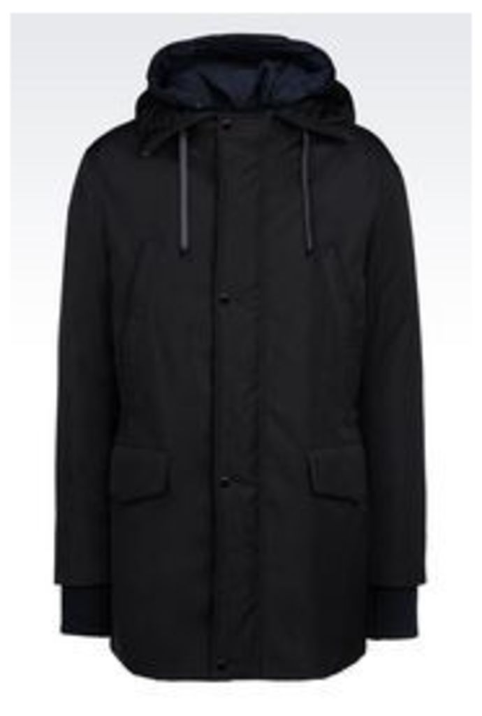 OFFICIAL STORE EMPORIO ARMANI DOWN JACKET IN TECHNICAL FABRIC WITH HOOD