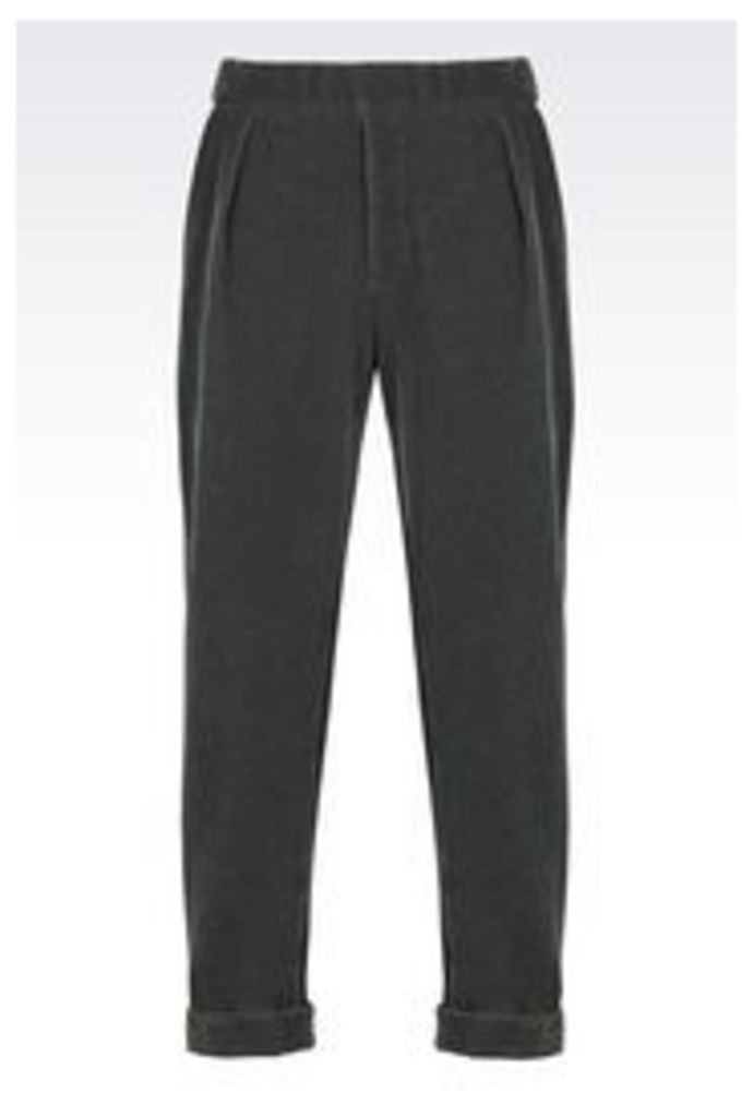 OFFICIAL STORE EMPORIO ARMANI RUNWAY TROUSERS IN FLOCKED FLEECE