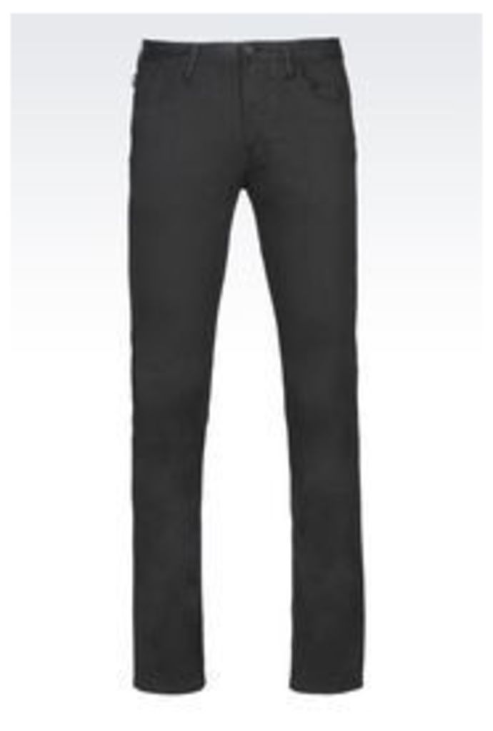 OFFICIAL STORE ARMANI JEANS SLIM FIT TROUSERS IN COTTON SATIN