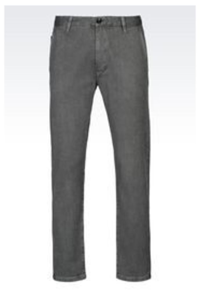 OFFICIAL STORE ARMANI JEANS SLIM FIT TROUSERS IN JACQUARD COTTON CANVAS