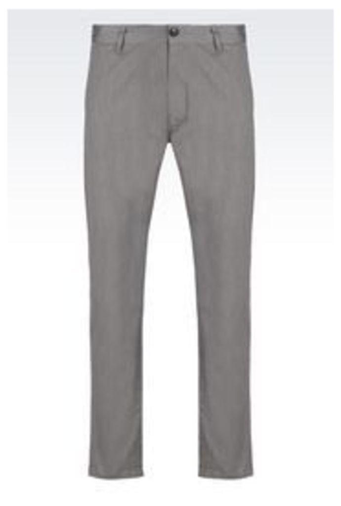 OFFICIAL STORE ARMANI JEANS SLIM FIT TROUSERS IN COTTON CANVAS
