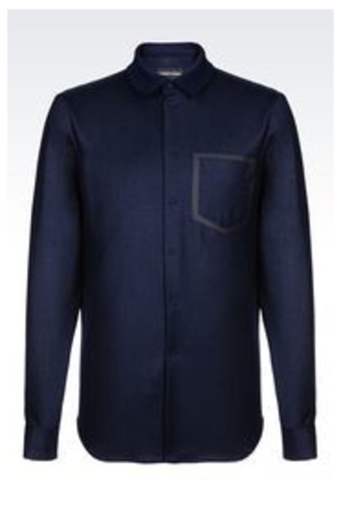 OFFICIAL STORE EMPORIO ARMANI SLIM FIT SHIRT IN STRETCH WOOL