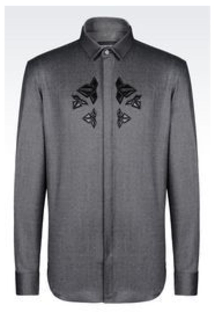 OFFICIAL STORE EMPORIO ARMANI SHIRT IN STRETCH WOOL