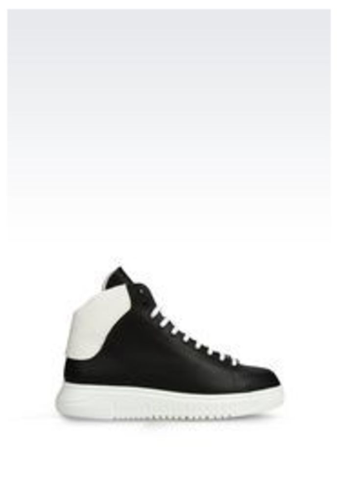 OFFICIAL STORE EMPORIO ARMANI HIGH TOP SNEAKER IN LEATHER