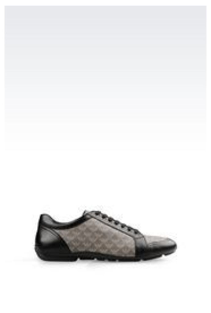 OFFICIAL STORE EMPORIO ARMANI SNEAKER IN NAPA LEATHER AND LOGO PATTERNED PVC